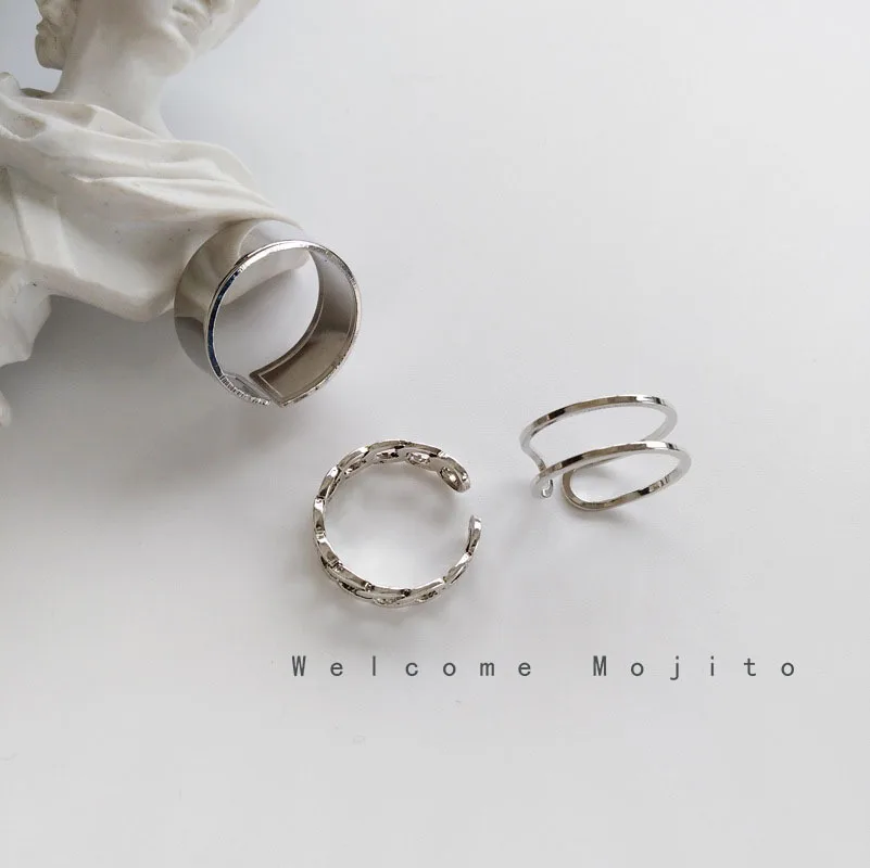 

2020 Fashion Simple Vintage Rings Hiphop Rock Geometry Circular Silver Color Joint Ring Sets For Women Jewelry S-R05