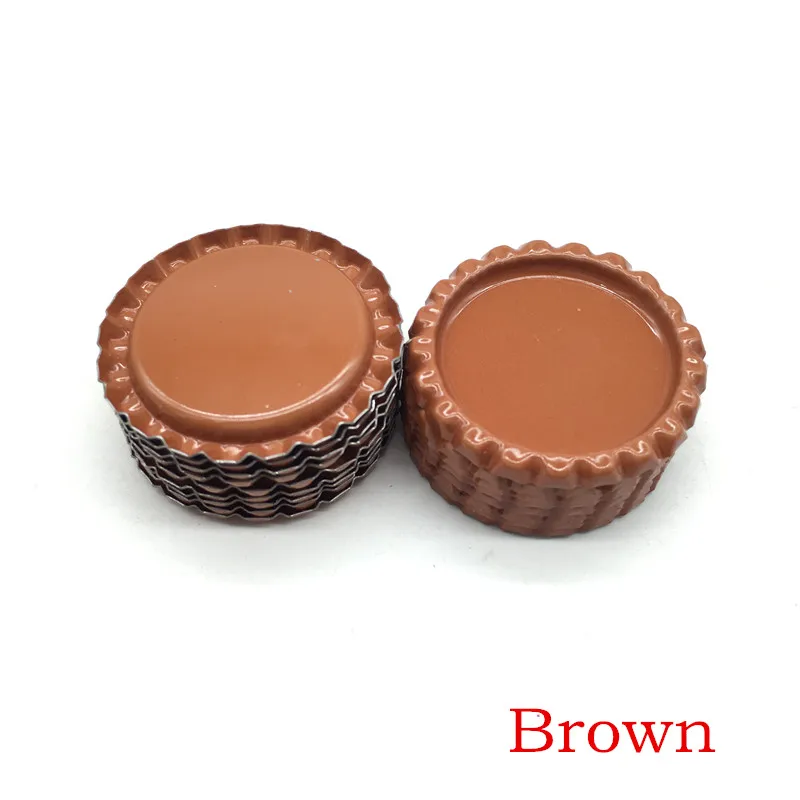 Brown Новое поступление, 24 цвета, с обеих сторон, металлические фланцевые крышки для бутылок без отверстий, плоские крышки для бутылок для ожерелья, украшения для волос - Цвет: Brown