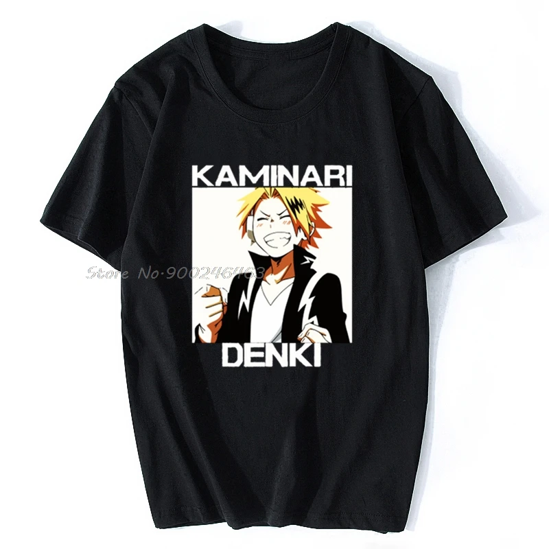 Мужская футболка Kaminari Denki женские хлопковые футболки топы аниме Harajuku