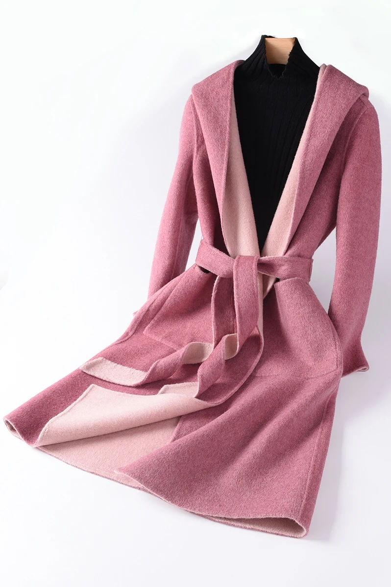 

Female Wool Coat Hooded Autumn Winter Jacket Women Korean Coats and Jackets Double-sided Fashion 2021 Abrigos Para Mujer Pph2130