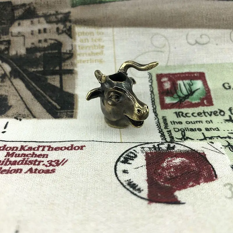 1 шт. бусы EDC на ревочке с головой быка череп ретро латунный оксид Зонт веревка