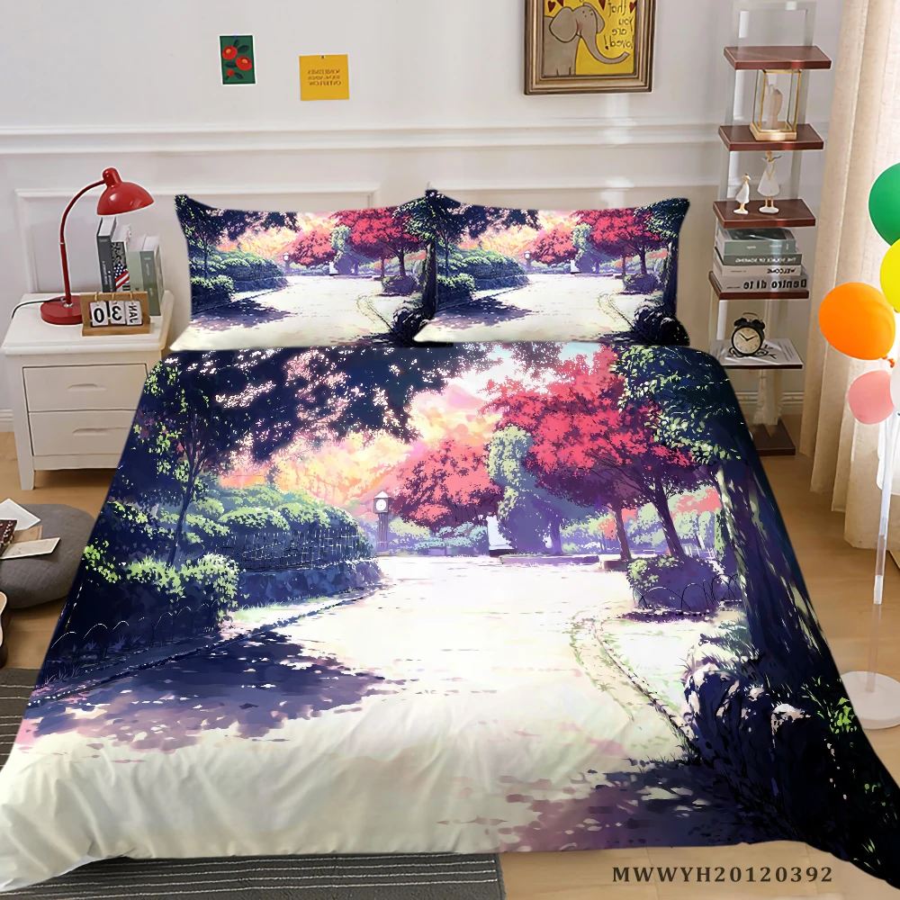 

Luxury Bedding Sets Natural Scenery Print Duvet Cover Set Green Child Teen Adult Bedroom Decor 2/3 Pcs Comforter Cover Set