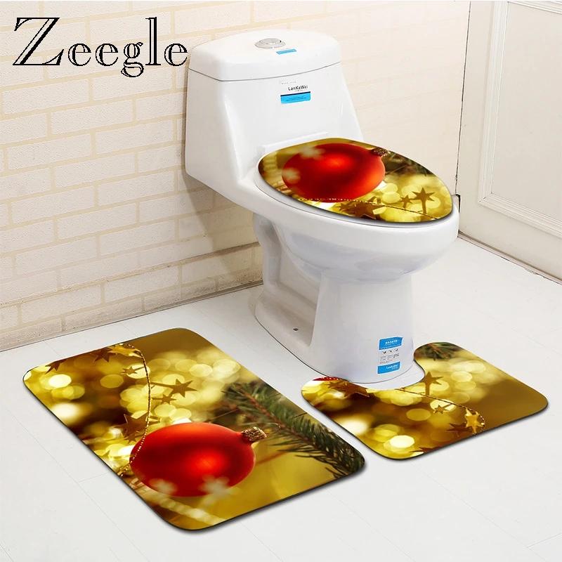 Набор рождественских ковриков Zeegle для туалета набор украшения нескользящий