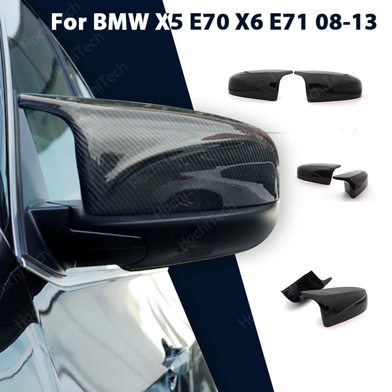 2pcs facelifted Excellent modified Rearview Bright black Carbon Fiber Pattern Mirror Cover caps For BMW X5 E70 X6 E71 2008-2013