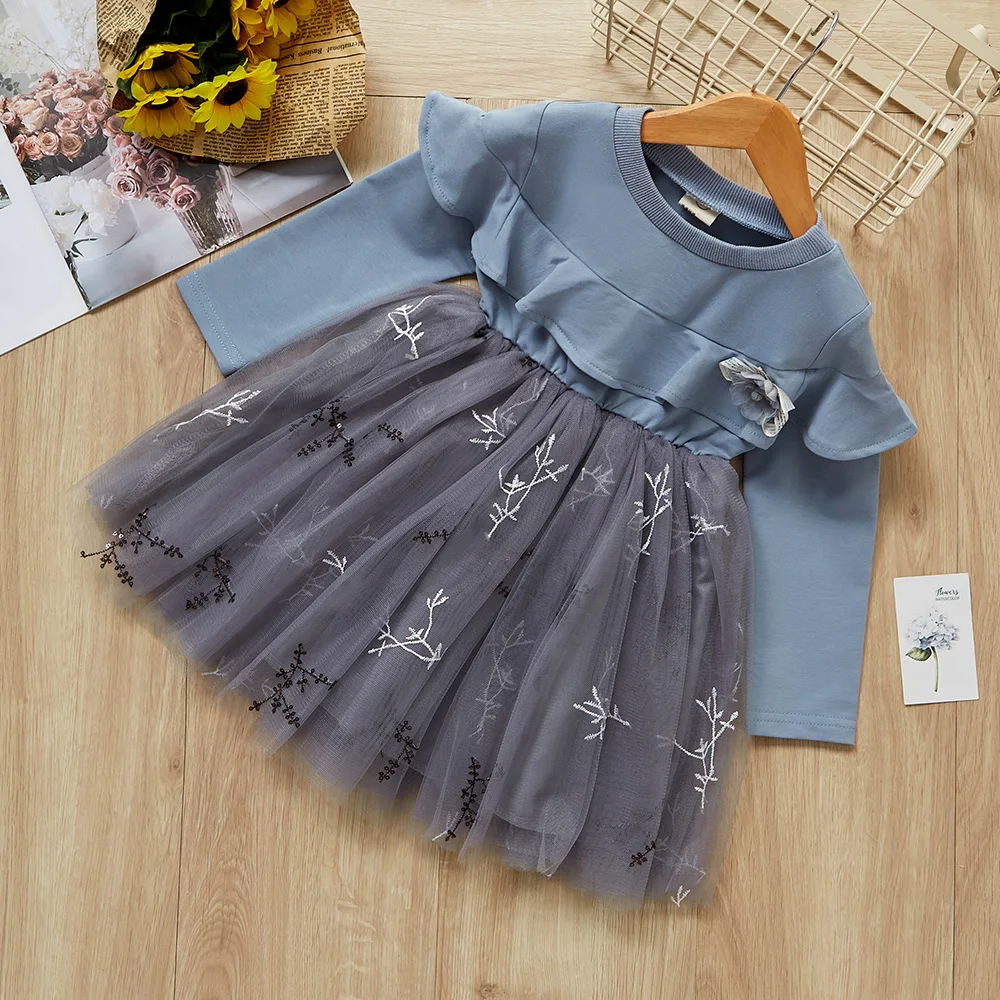 Платье для девочек Новая осенне-зимняя одежда Модное платье принцессы в клетку с