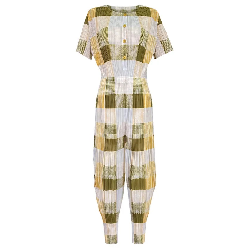 

SuperAen New Plaid Printed Fashion Casual Loose Jumpsuit Women In Summer of 2021