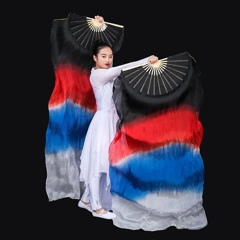 New Arrival Customized Women Silk Belly Dance Fan Veils Peacock Vertical Gradient Light Pair 1.8mx0.9m (70&quotx35&quot) | Тематическая