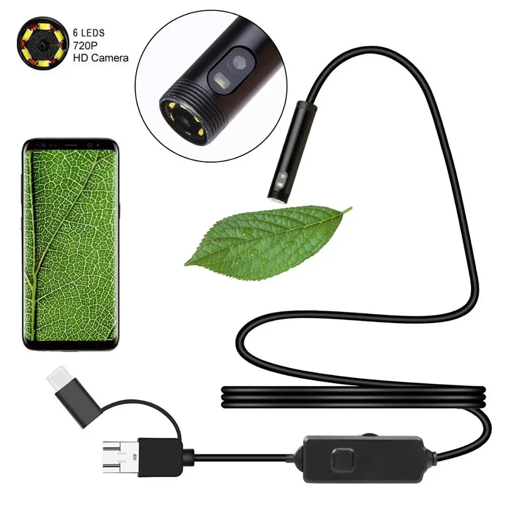 Endoscope Camera 8MM 3 in 1 USB Dual (Front/Side View Camera) Pipe Borescope For Android PC | Безопасность и защита