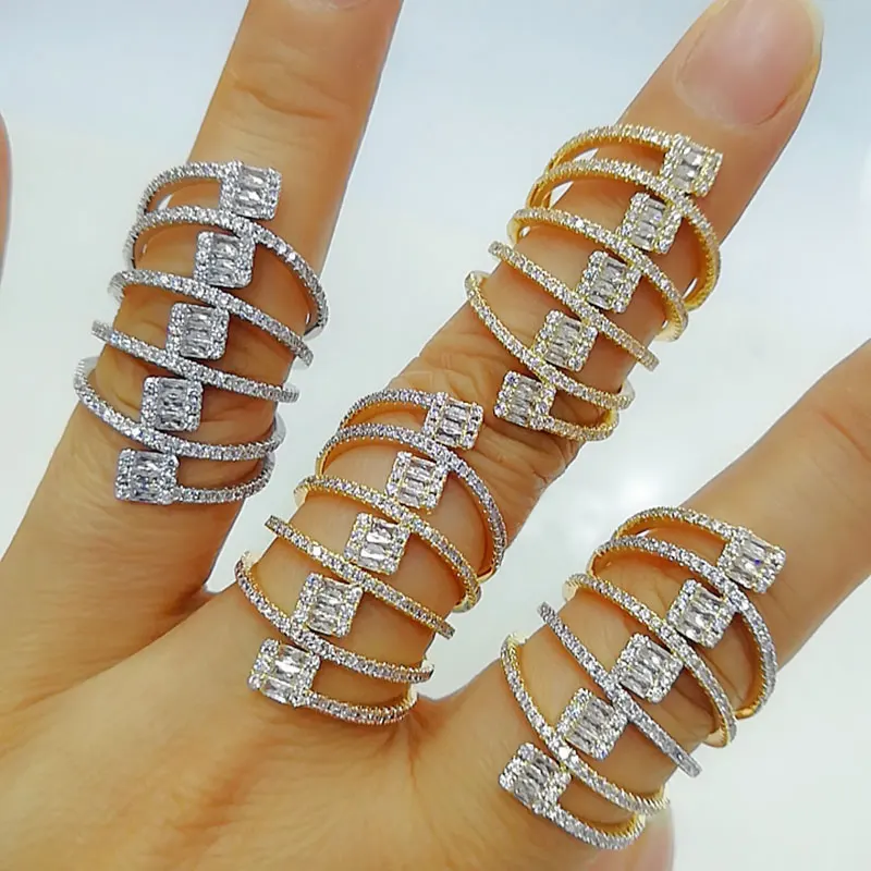 GODKI Роскошные с кроссовером дизайнерские смелые массивные кольца цирконием