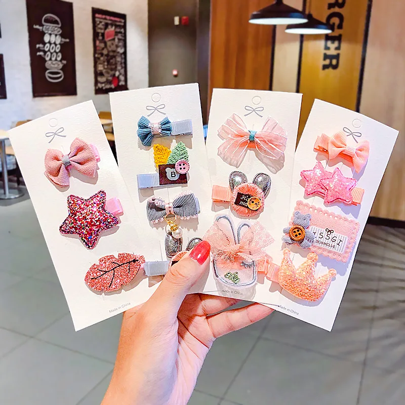 Заколки для волос с бантом девочек Милые кружевные детские заколки со звездами