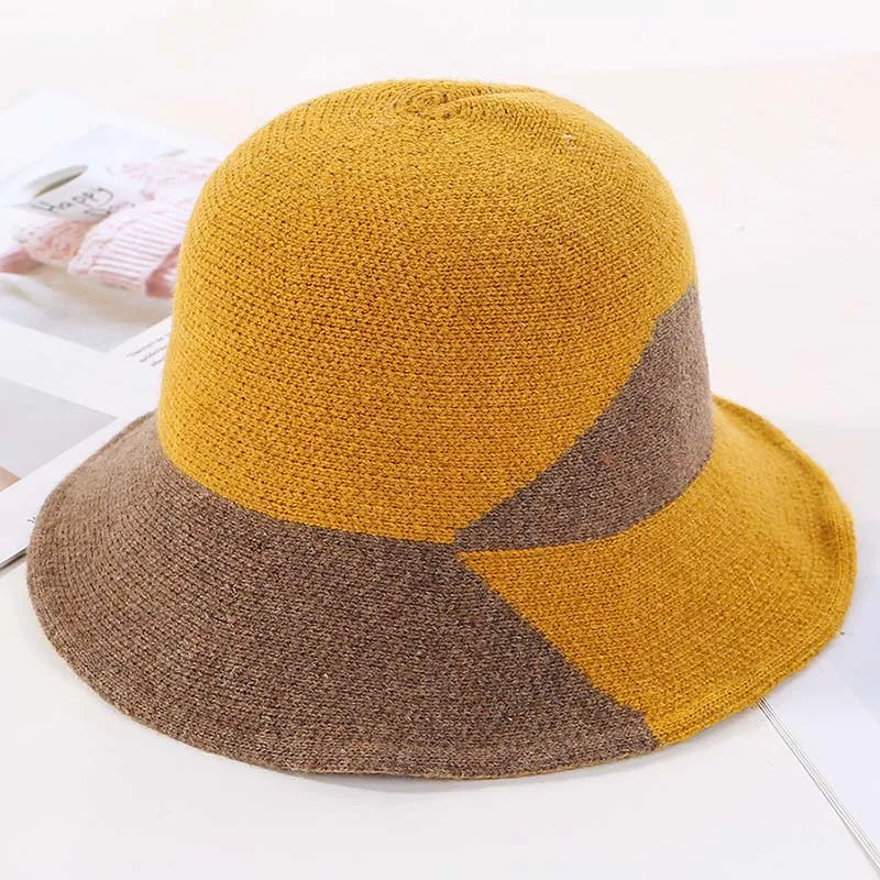 

2020 Winter Autumn Bucket Hats For Women Fashion Warm Wool Folding Fisherman's Knitted Hat Casual All-match Knitting Bonnet Cap