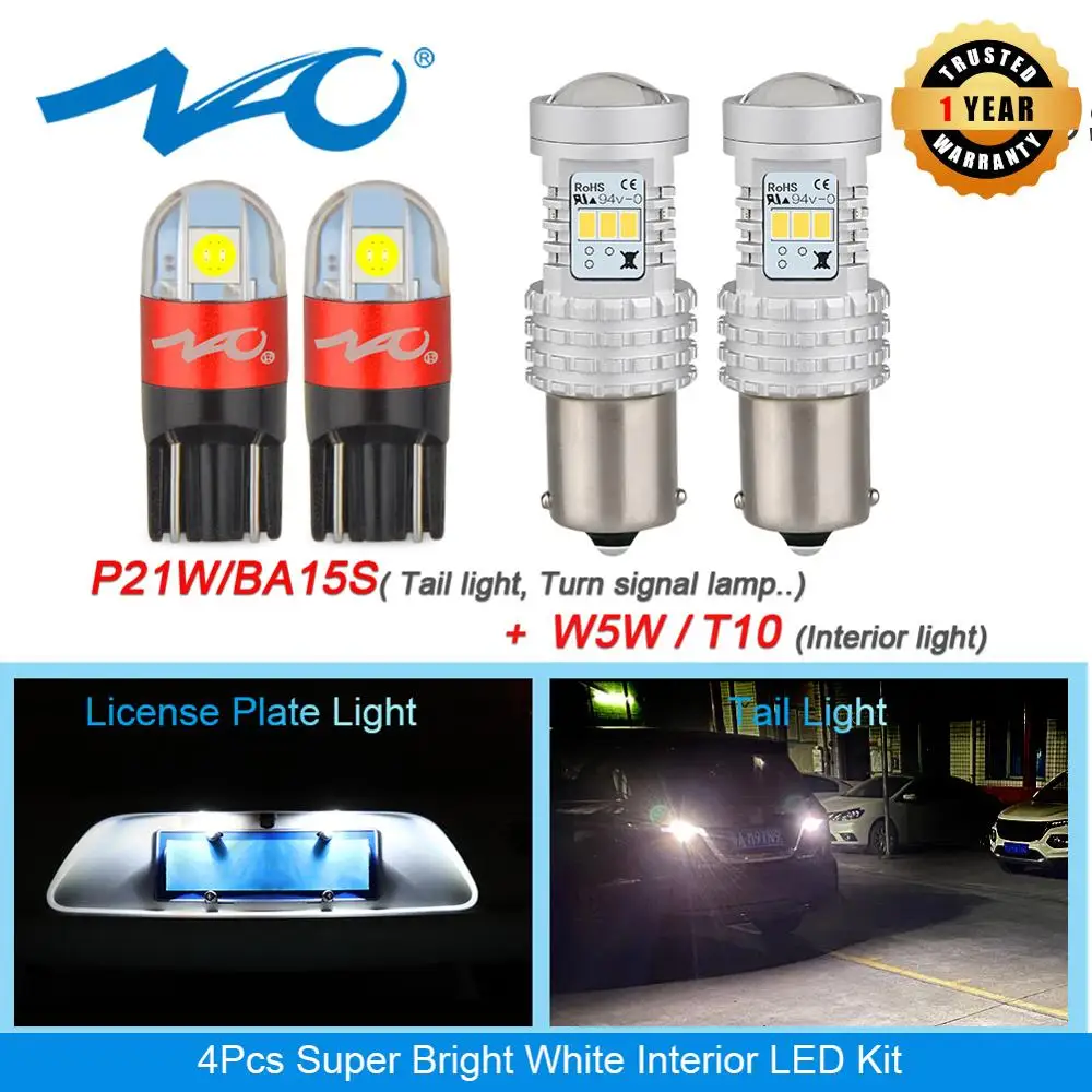 Светодиодная автомобильная лампа NAO T10 P21W BA15S W5W 1400Lm 6W 1156 для Octavia A7 A5 2 fabia kodiaq