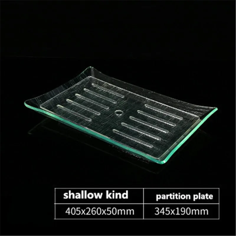 Акриловая прямоугольная прозрачная тарелка для сашими рыбками поднос льда