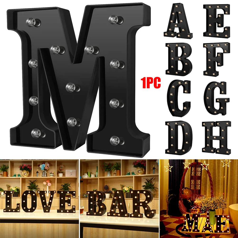 

LED Black Letter Light 26 English Night Light Large Luminous Alphabet Lights Wedding Modeling Lamp For Party Birthday Home Bar