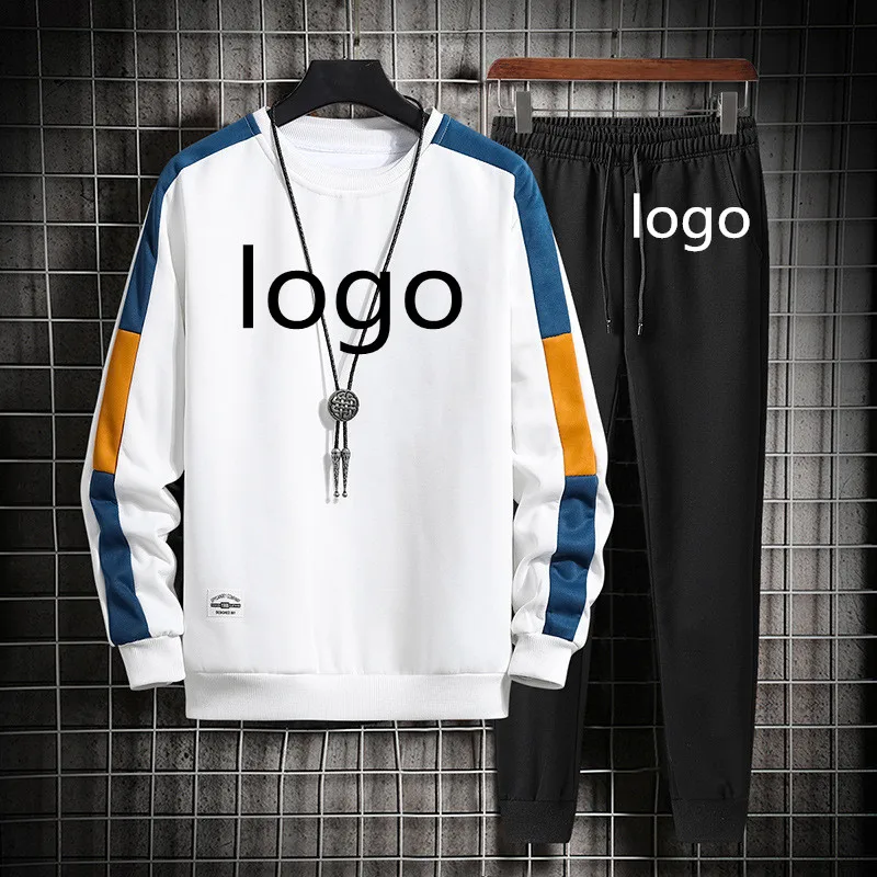 

Новинка 2021, весенне-осенние мужские костюмы, Повседневная хлопковая толстовка с принтом логотипа под заказ и мужские спортивные брюки высо...