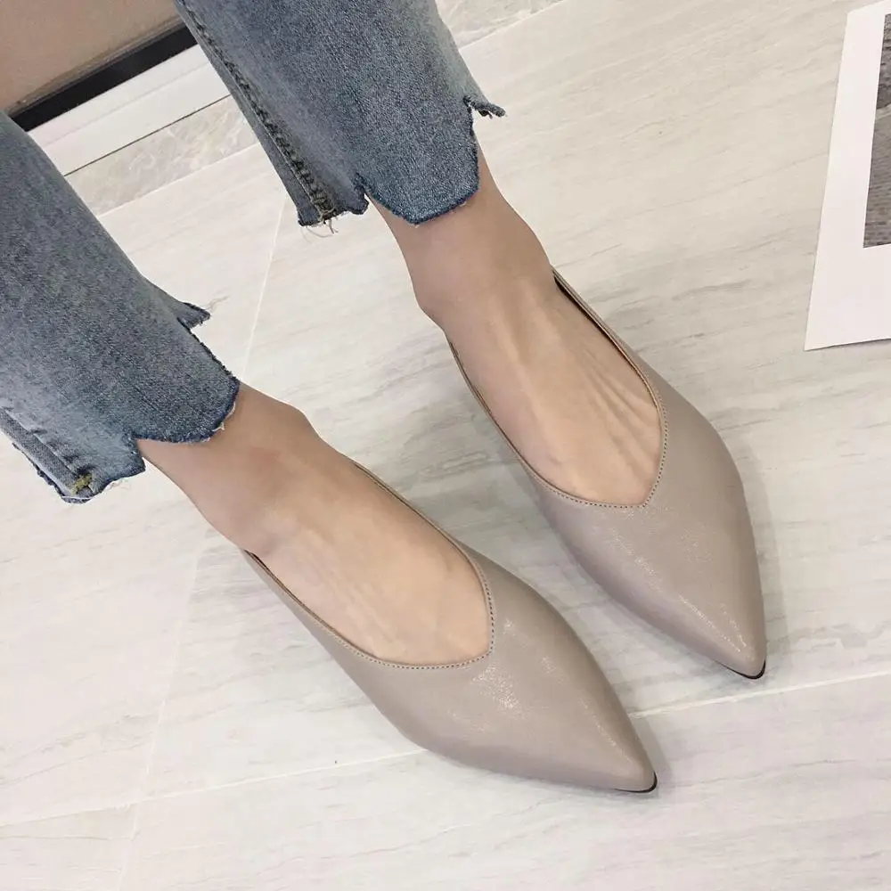 Мокасины женские с острым носком мягкие кожаные туфли-лодочки элегантные туфли