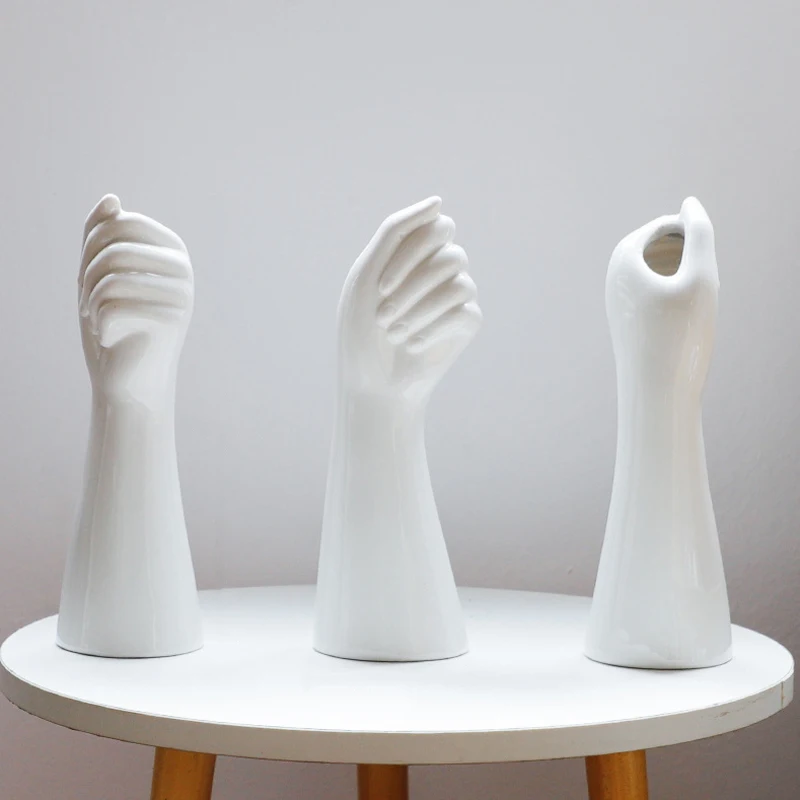

Nordic Creative Ceramics Arm Dried Flower Plant Vase Modern Body Art Arrangement Desktop Vase Living Room Decoration Ornament