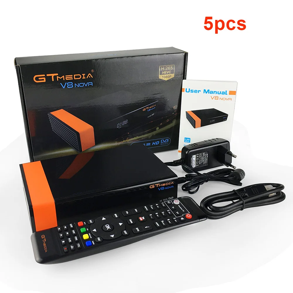 5PCS 5 шт./лот GTmedia v8 nova спутниковый ресивер такой же, как и бесплатный спутниковый ресивер sat V9 Super DVB S2 встроенный WiFi Поддержка H.265 AVS - Цвет: 5PCS