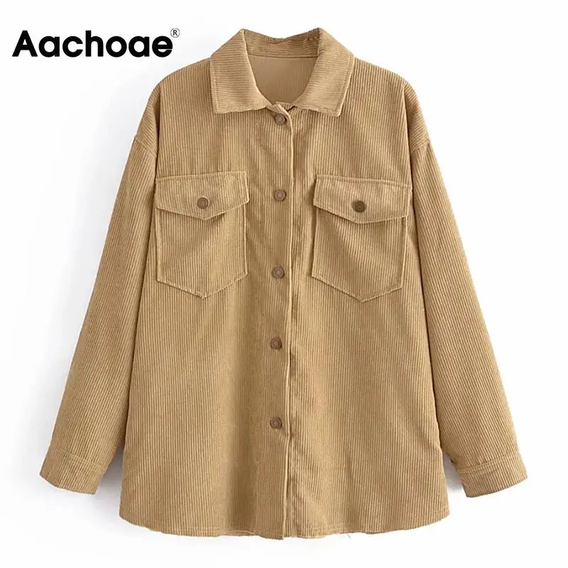

Aachoae Women Fashion Solid Color Jacket Coats Casual Turn Down Collar Jacket Coat With Pockets Female Loose Outerwear Tops