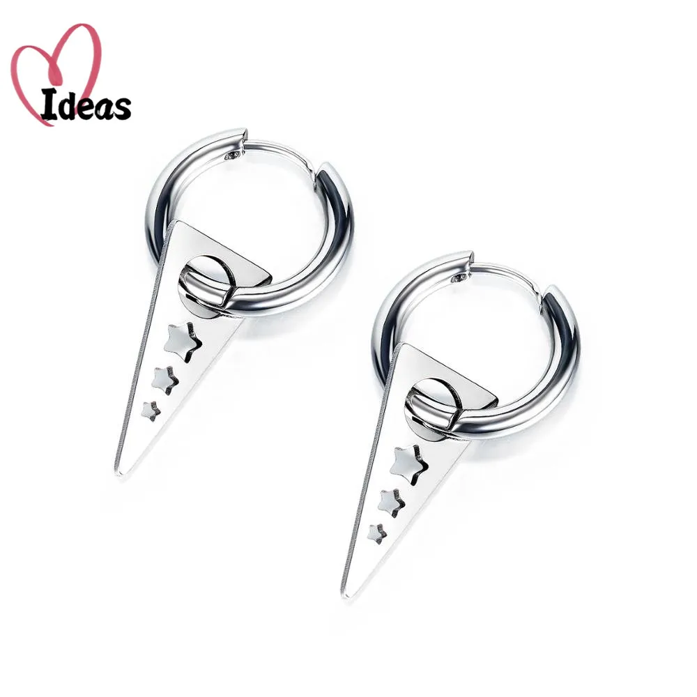 

Korean Retro Versatile Triangle Hollow Stars Stud Earring Titanium Steel For Men Earring Chirstmas Gift Jewelry