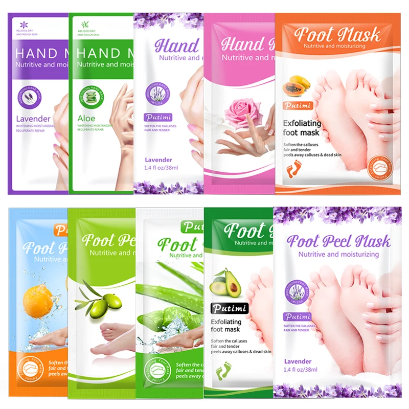 Отшелушивающая маска для ног PUTIMI 10 упаковок носки педикюра удаления омертвевшей