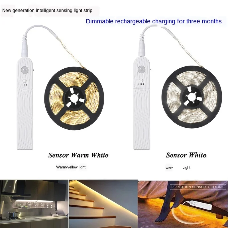 

Светильник для шкафа с пассивным ИК датчиком движения, светодиодная лента для кухни, прикроватный светодиодный светильник для лестницы, га...