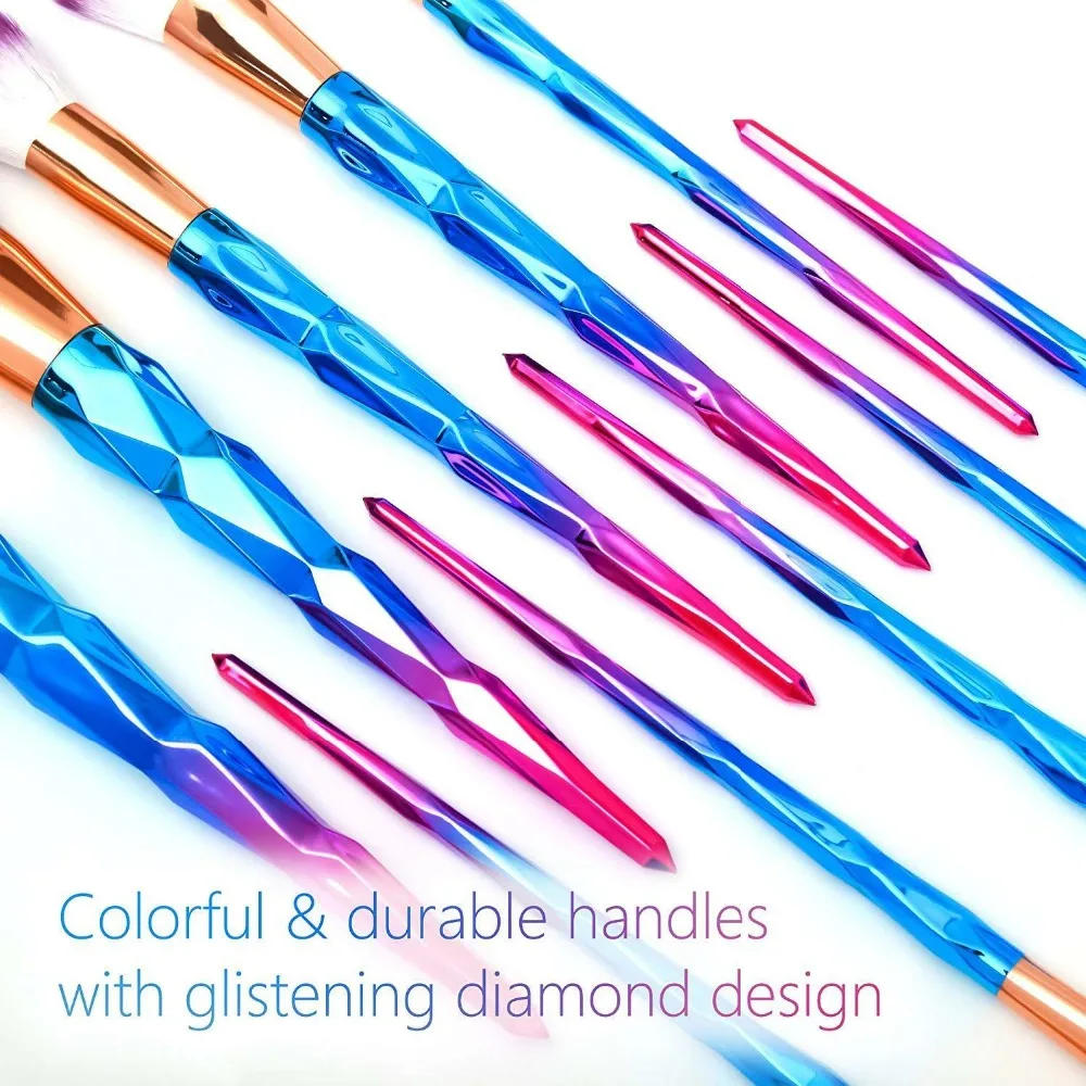 7 шт алмазные голубые кисти для макияжа Набор форма русалки тональный порошок