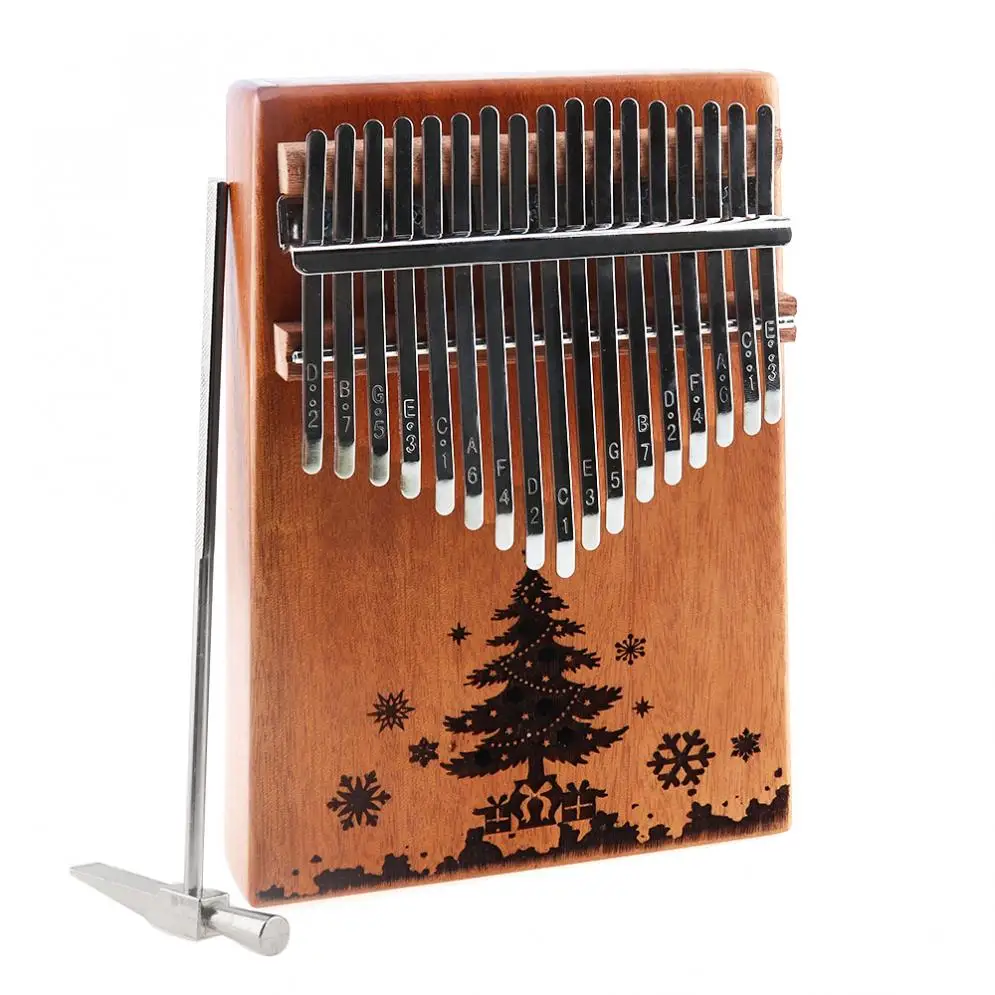 17 клавиш Kalimba отверстие для рождественской елки одна доска красное дерево