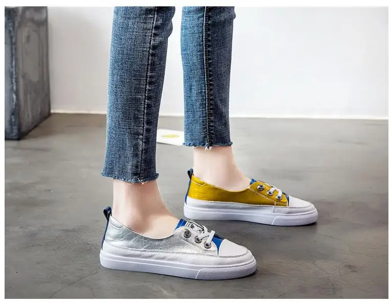 2021 autumn new color matching white shoes personality fashion fake lace flat foot lazy women wild single shoes