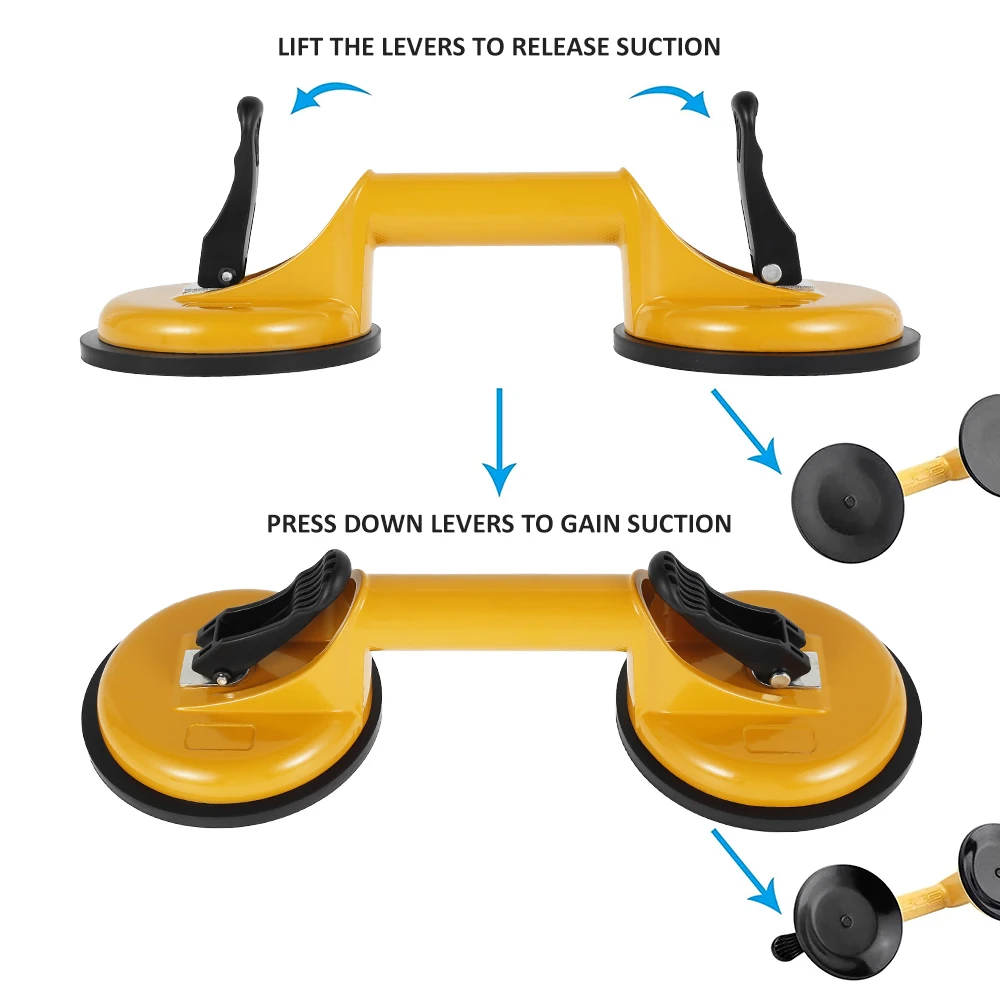 

2Pcs Double Suction Cup Lifter Safety Helping Handle Anti Slip Vacuum Suction Glass Lifter Rubber Suction Lifter for Moving