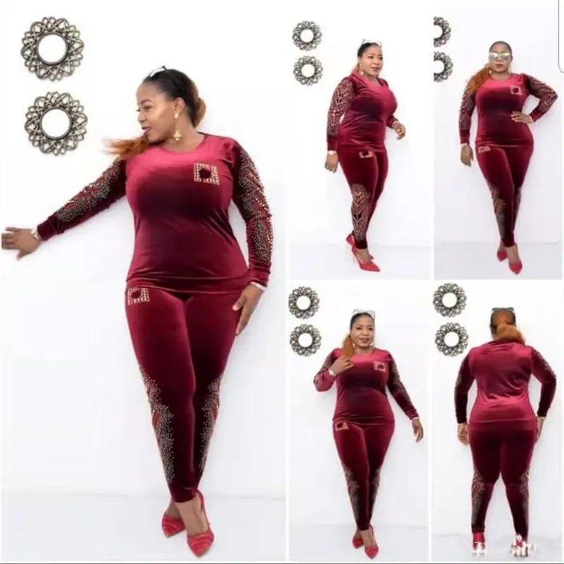 Бархатный комплект из 2 предметов Женская африканская одежда осень зима 2021