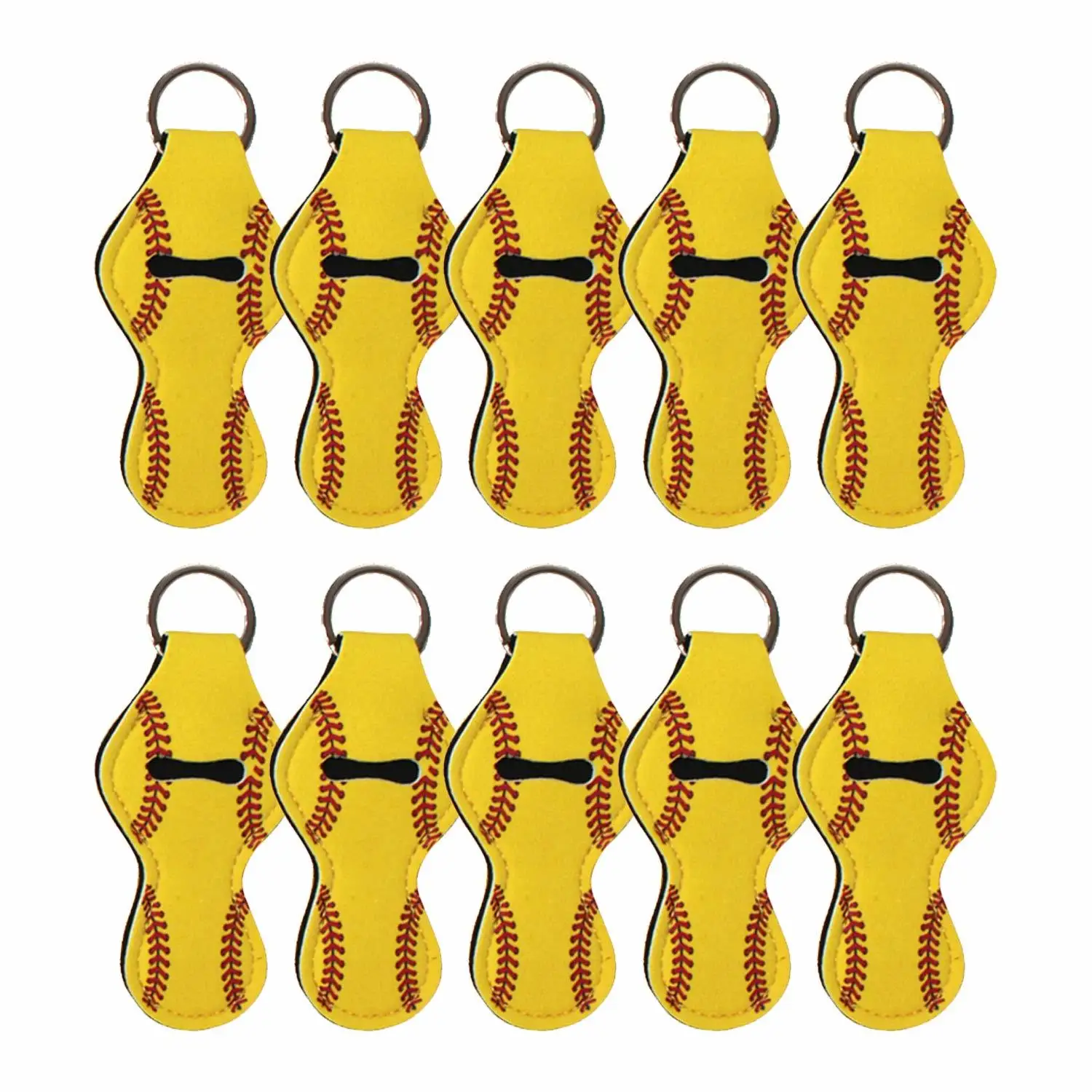 10 шт. белый софтбол стиль неопреновый держатель для помады брелок оптом пустой