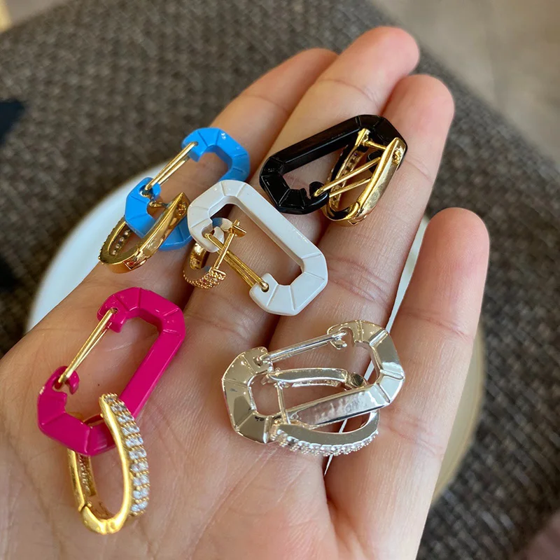 

2021 New Big Small Geometric Dangle Earring Women Earing Neon Green Bright Fluorescent Jewelry Gold Silver Color Hoop Rectangle