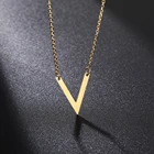 Модное ожерелье с буквой V из нержавеющей стали, кулон для женщин, ожерелье с инициалом, ювелирное изделие в подарок
