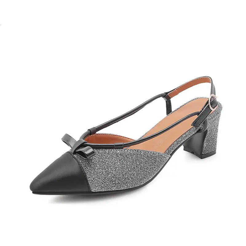 ZawsThia 2020 Новые блестящие женские туфли синие серебристые на среднем каблуке