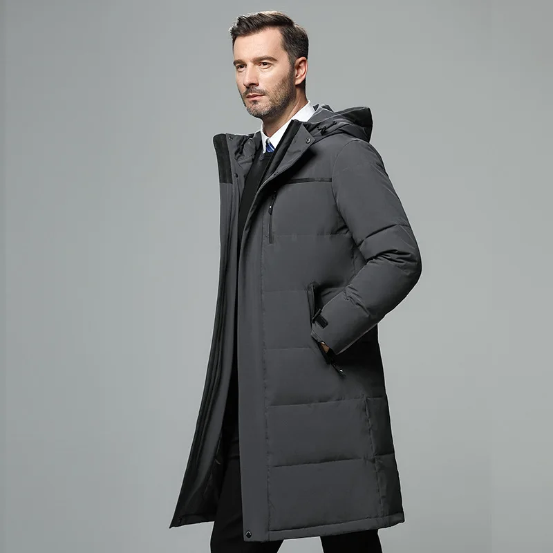 

Men down jackets thick winter long Korean thick white duck down warm black and gray coat coat 2019 fashion brand men down jacket
