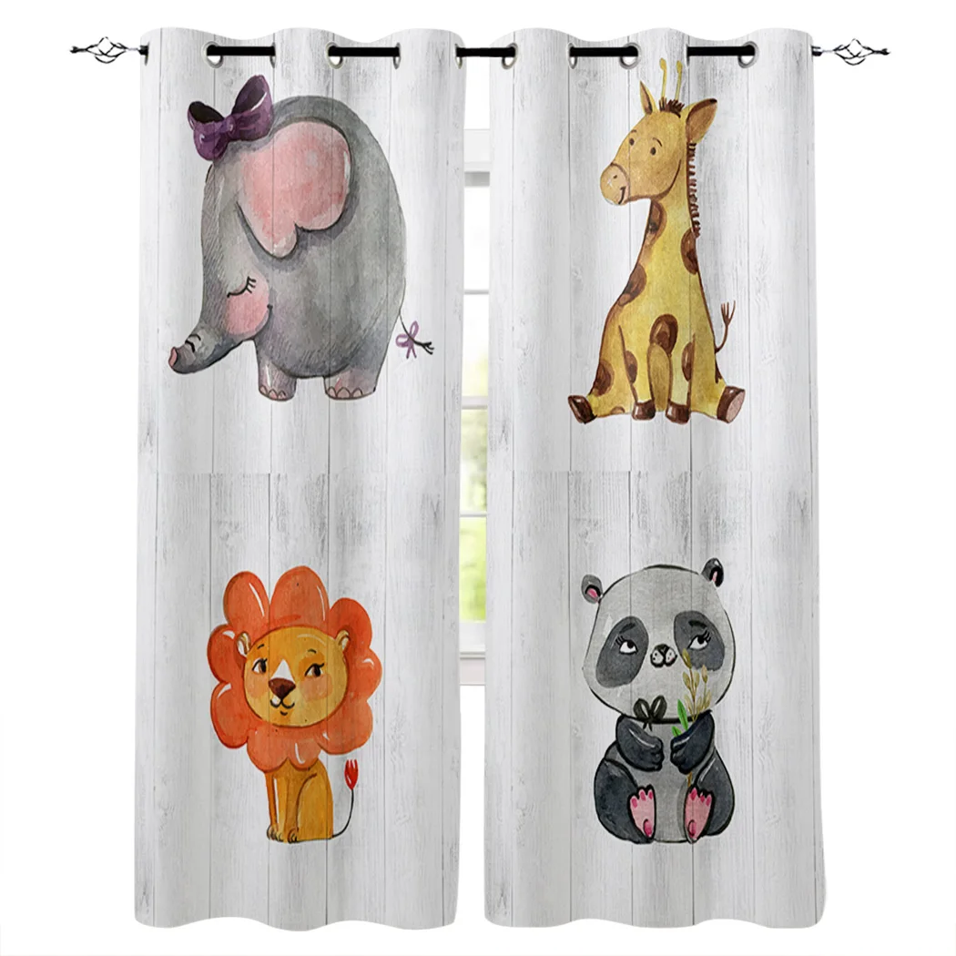 Оконные шторы из зернистой древесины с животными занавески для комнаты большие