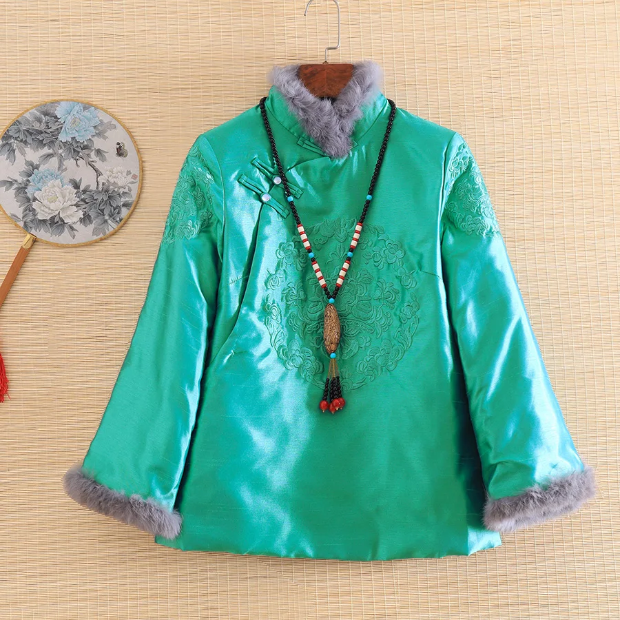 Женская осенне зимняя куртка с вышивкой в китайском стиле|Топы| |