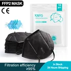 Черная маска для лица FPP2 KN95, маски-кариллы 95%, фильтрация 5-lay, дышащий фильтр, респиратор ffp2mask Mouth Kn95, маски, быстрая доставка