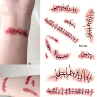 halloween bloody wound tattoo stickers trick scary scar waterproof temporary tattoo diy newest fake tattoo party decoration