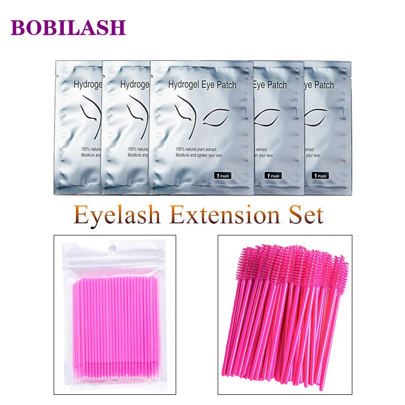 Патчи для ресниц накладки под глаза без ворса кисточки набор наращивания все