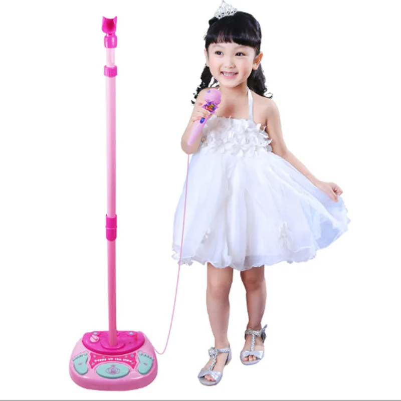 

Hot Sale Music Microphone Toy Kids Girls Karaoke Adjustable Stand Microphone Musical Instrument with Light Effect Christmas Gift