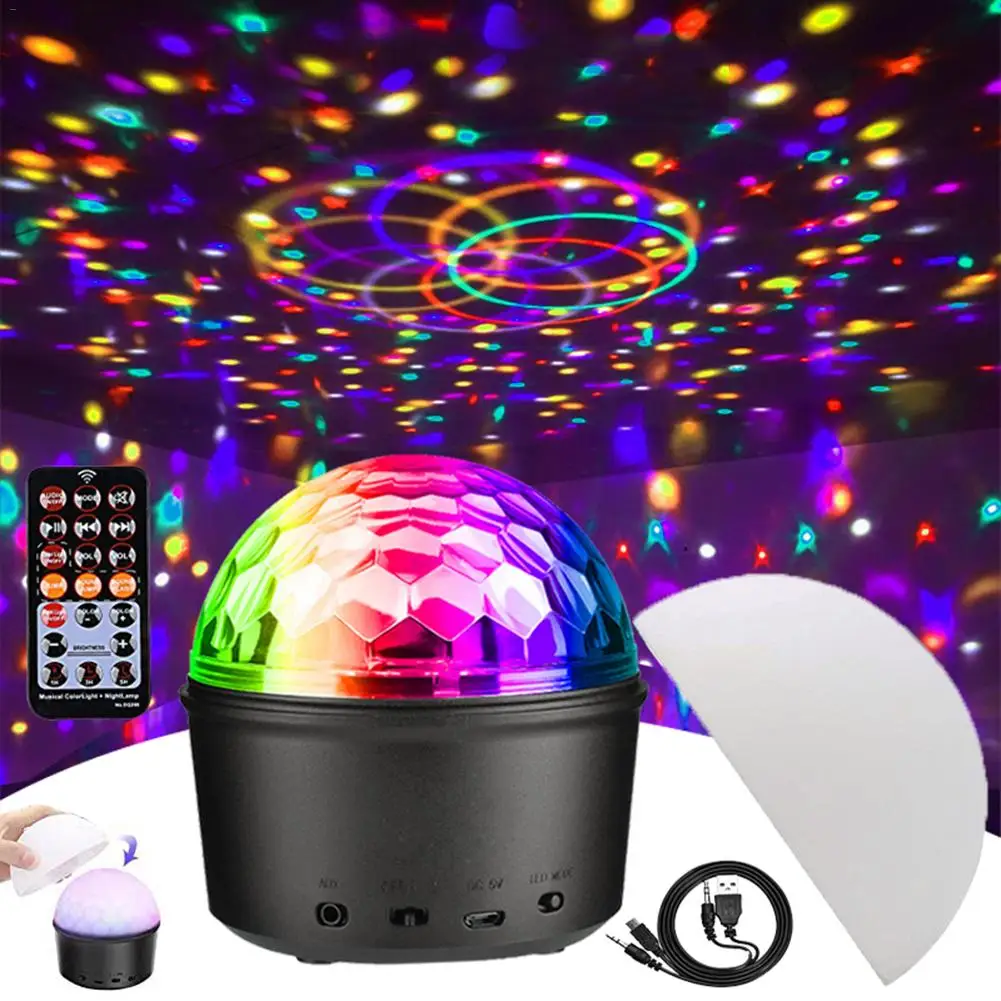 

Disco Ball Light Stage Night Light Sound Activated Remote Control 9 Color Bluetooth Music lamp for Festival Club Party Wedding