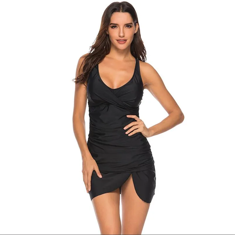 Черное платье из двух частей бикини 2020 сексуальный купальный костюм женский