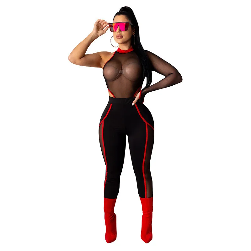 Женский облегающий костюм из двух предметов в стиле пэчворк топ с длинными