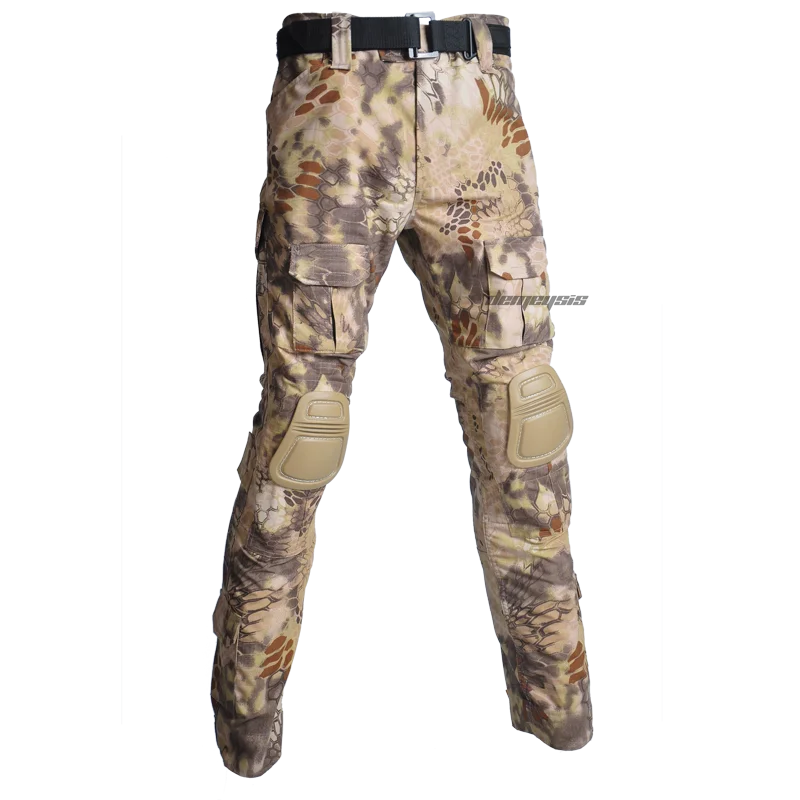 pants highlander Тактические костюмы рубашка+ брюки с налокотниками Наколенники Мужская камуфляжная одежда для охотников Мультикам военная форма - Цвет: pants highlander