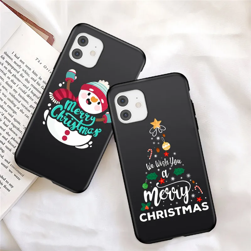 USLION Christmas Style Pattern Phone Cover For iPhone 12 11 Pro Max X XR XS Max 6 7 8 7Plus Soft Silicone Case Santa Claus Case