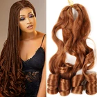 Кудрявые плетеные волосы 22 дюйма, вязаные крючком волосы, предварительно растянутые упругие плетеные волосы, французские кудрявые синтетические плетеные волосы