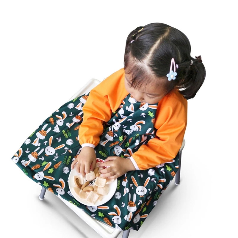 

T5EC Waterproof Baby Bib Anti-dirty Integrated Dining Table Pad High Chair Gown Apron