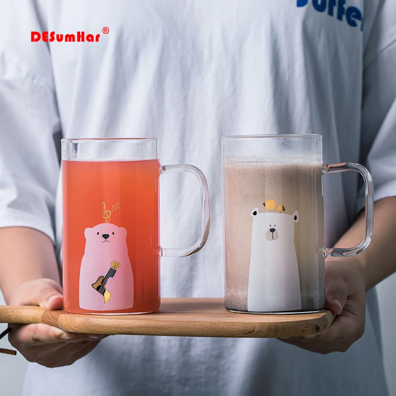 Милая прозрачная стеклянная кофейная кружка фарфоровая чашка крышка кофейной